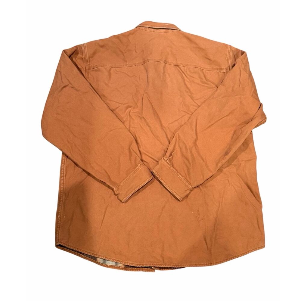 L.L.Bean Men Large Brown Canvas Shirt Flannel Lined Cotton Outdoor Workwear - Picture 2 of 15